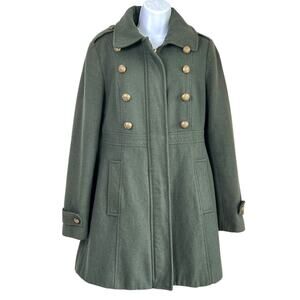 Esprit Womens Wool Blend Military Style Peacoat Olive Green Size Medium Academia